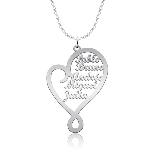 Collier Cœur Argent 925 Personnalisable avec Prénoms