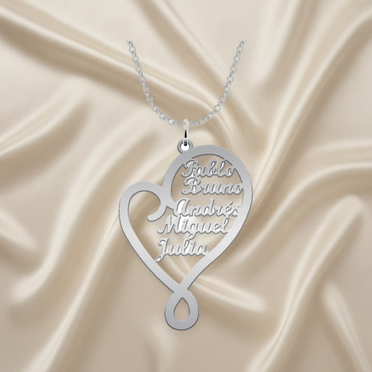 Collier Cœur Argent 925 Personnalisable avec Prénoms