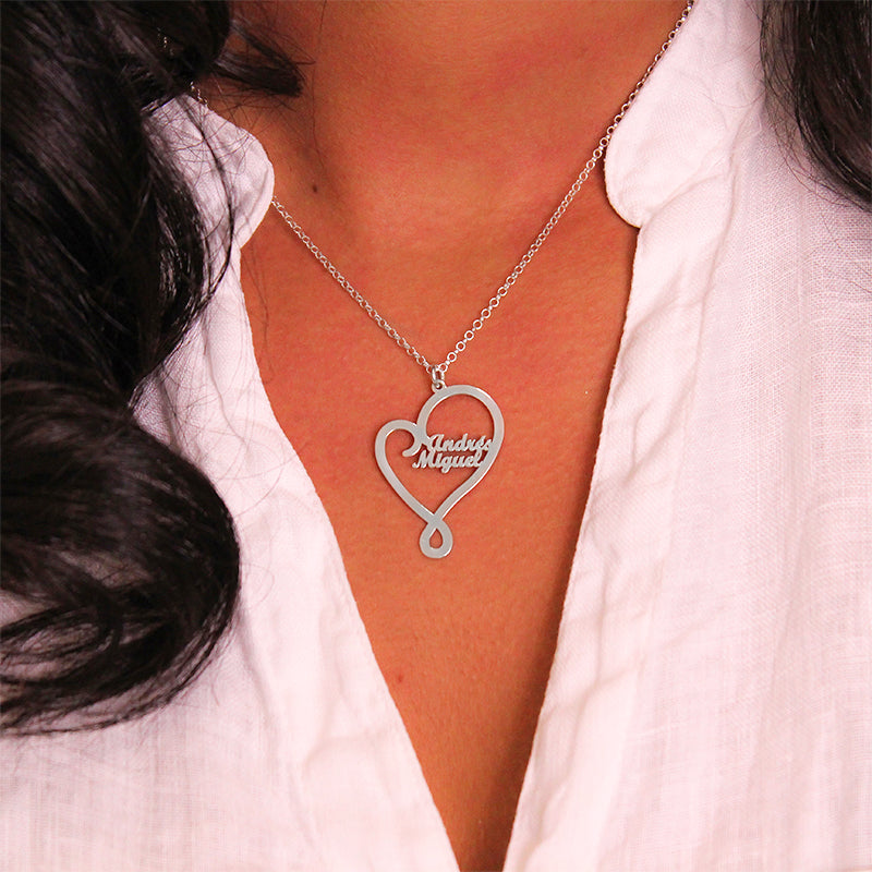 Collier Cœur Argent 925 Personnalisable avec Prénoms