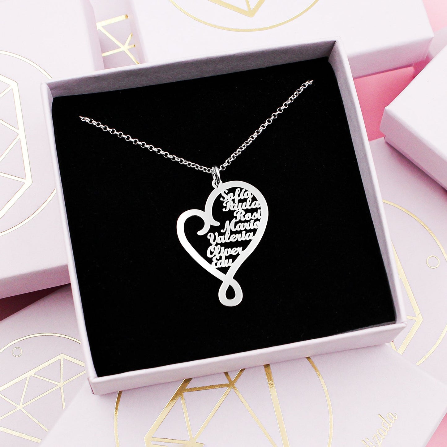 Collier Cœur Argent 925 Personnalisable avec Prénoms