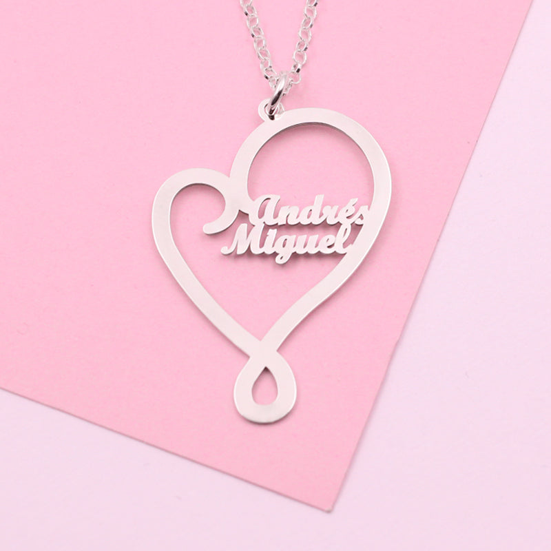 Collier Cœur Argent 925 Personnalisable avec Prénoms