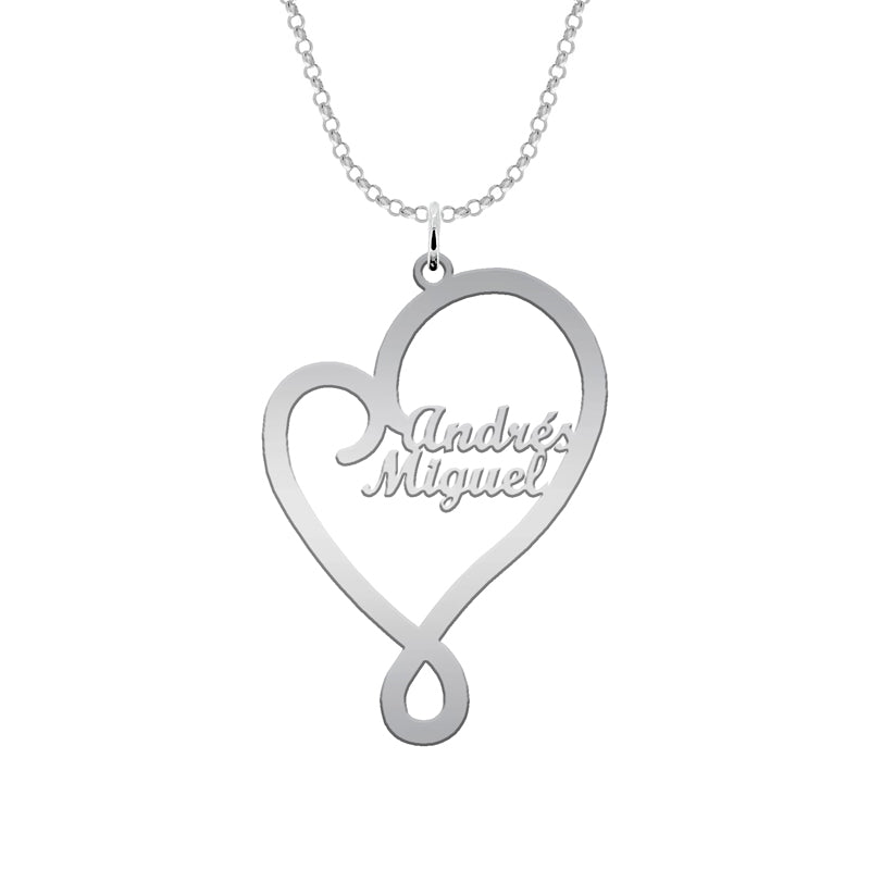 Collier Cœur Argent 925 Personnalisable avec Prénoms