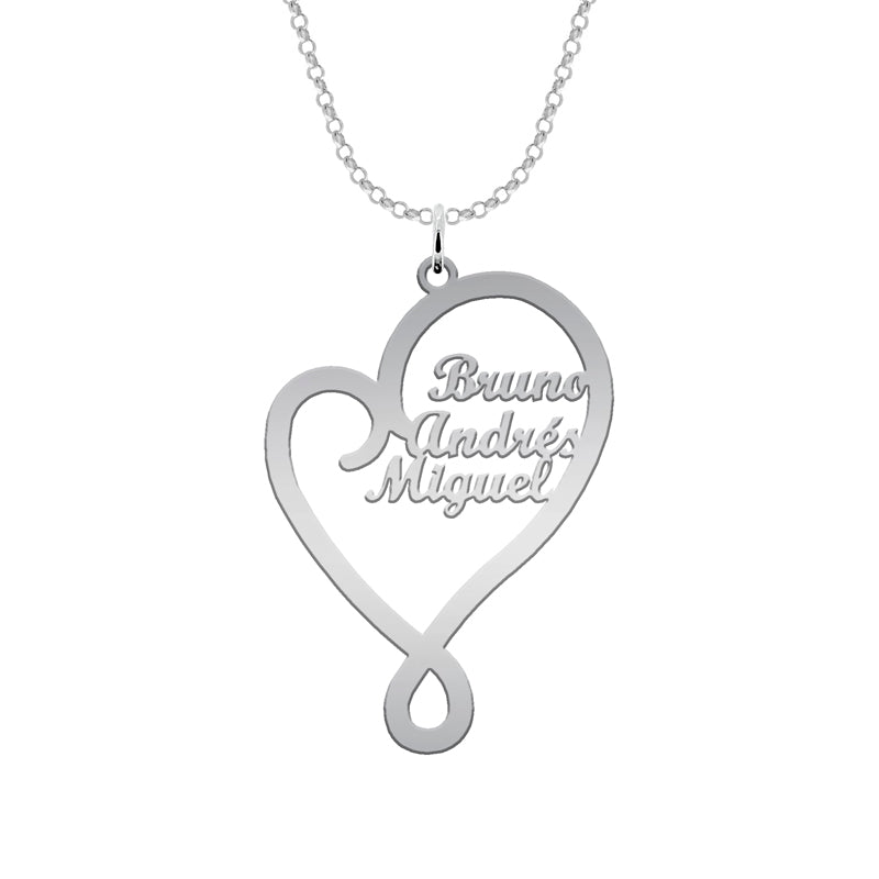Collier Cœur Argent 925 Personnalisable avec Prénoms