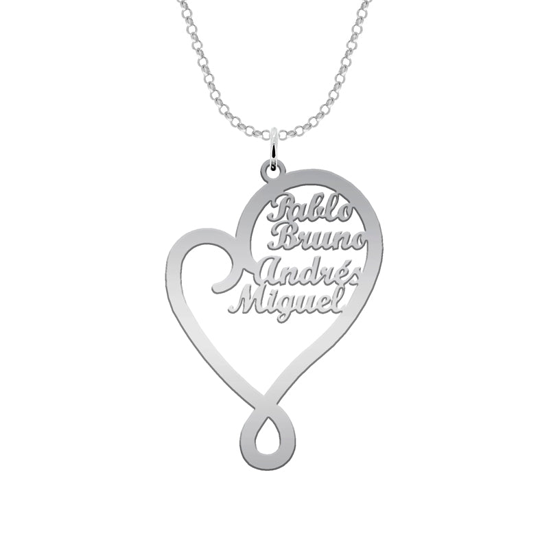 Collier Cœur Argent 925 Personnalisable avec Prénoms