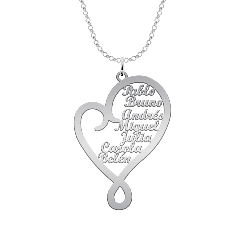 Collier Cœur Argent 925 Personnalisable avec Prénoms
