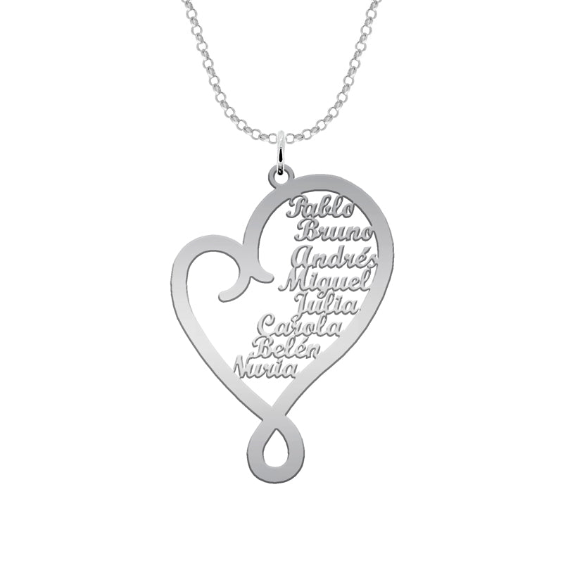 Collier Cœur Argent 925 Personnalisable avec Prénoms