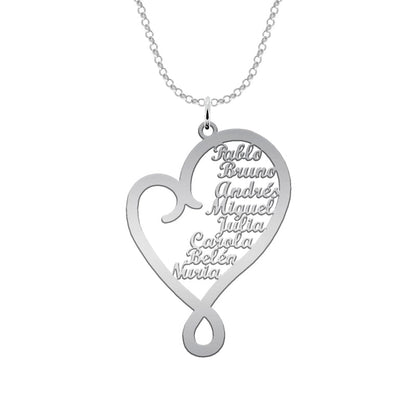 Collier Cœur Argent 925 Personnalisable avec Prénoms