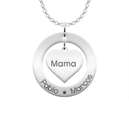 Collier Coeur et Anneau en Argent 925 à Graver