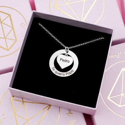 Collier Coeur et Anneau en Argent 925 à Graver