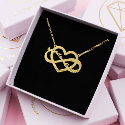 Collier cœur infini en argent et plaqué or