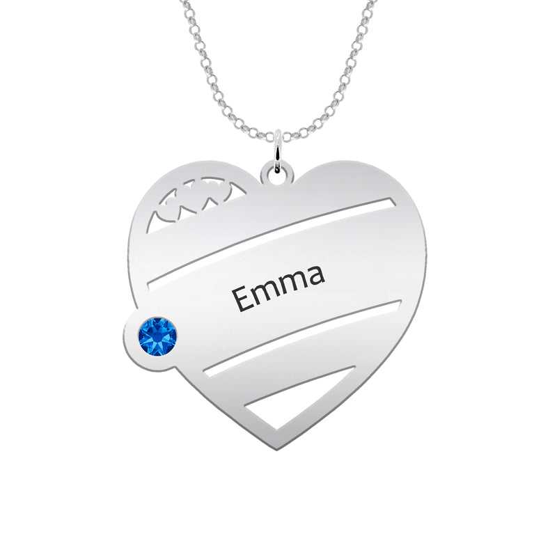 Collier cœur personnalisé argent 4 prénoms 4 pierres de naissance
