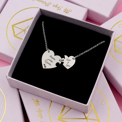 Collier Cœur Séparable en Argent 925 à Graver Prénoms et Message