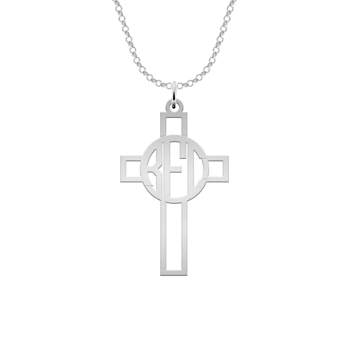 Collier Croix en Argent 925 à Personnaliser avec 3 Initiales