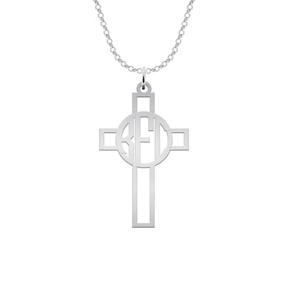 Collier Croix en Argent 925 à Personnaliser avec 3 Initiales