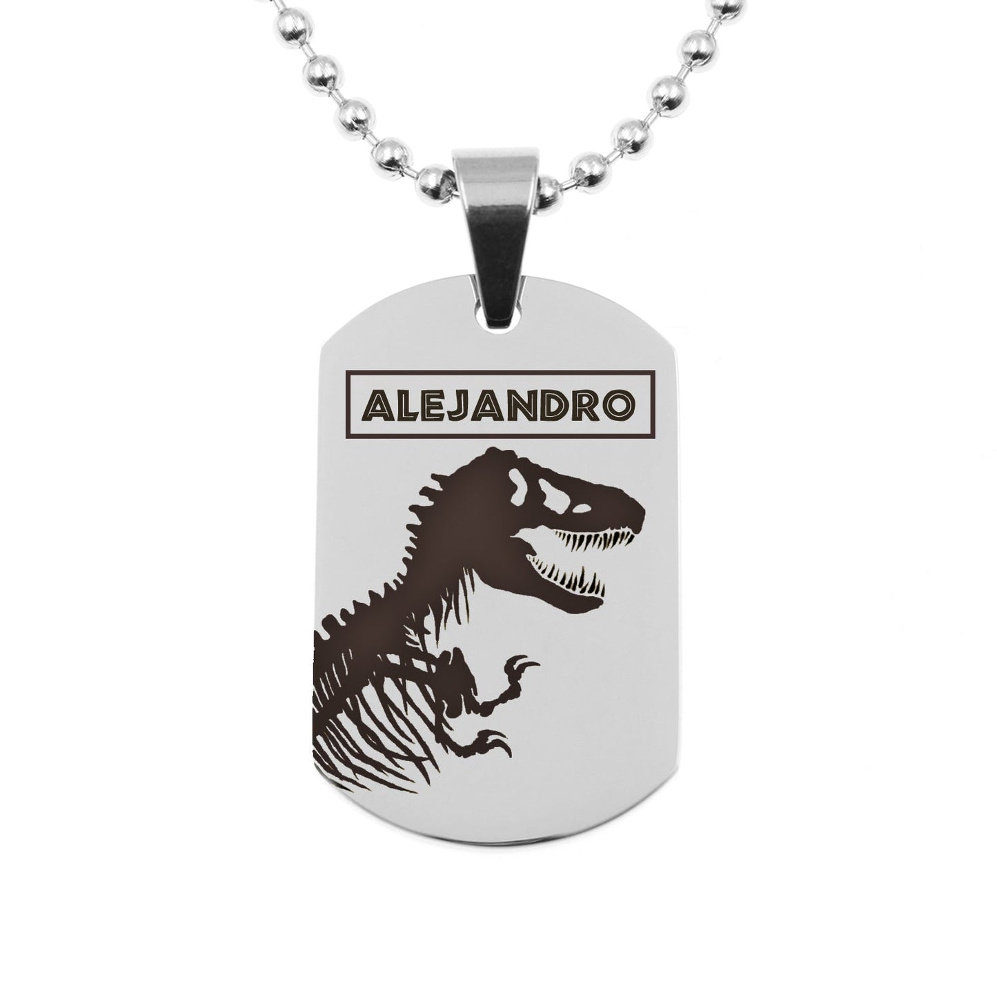Collier dinosaure T-Rex personnalisé en acier inoxydable