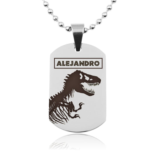 Collier dinosaure T-Rex personnalisé en acier inoxydable