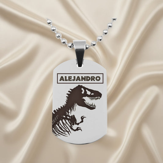 Collier dinosaure T-Rex personnalisé en acier inoxydable