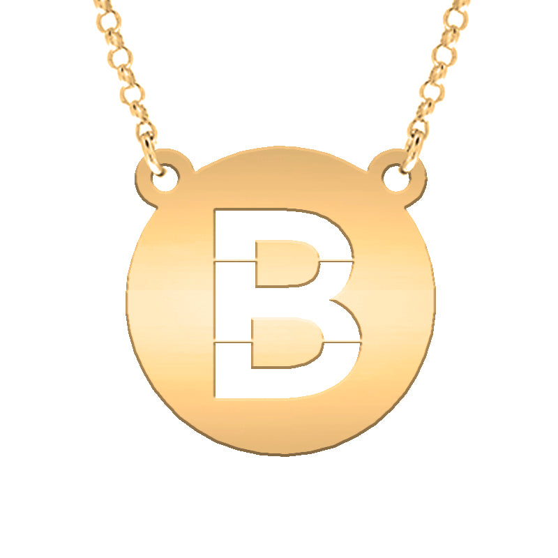 Collier en Argent 925 avec Initiale Ajourée Plaqué Or