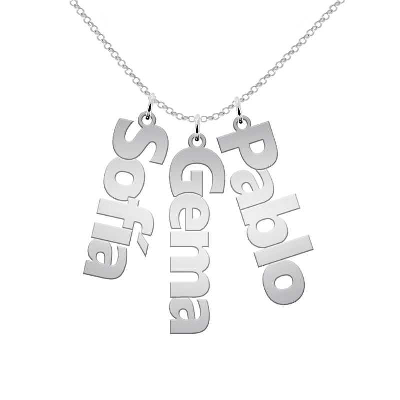 Collier en Argent 925 avec Noms Personnalisables Verticaux
