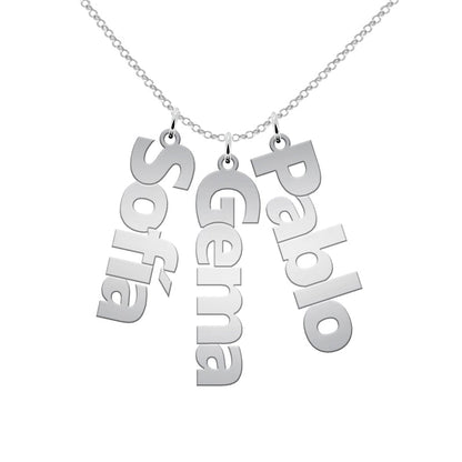 Collier en Argent 925 avec Noms Personnalisables Verticaux