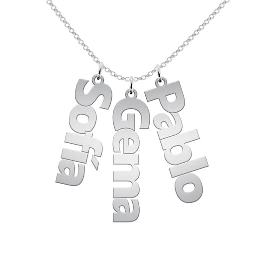 Collier en Argent 925 avec Noms Personnalisables Verticaux