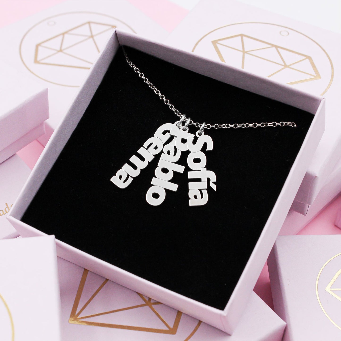 Collier en Argent 925 avec Noms Personnalisables Verticaux