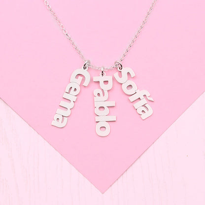 Collier en Argent 925 avec Noms Personnalisables Verticaux