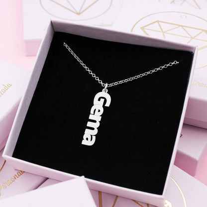 Collier en Argent 925 avec Noms Personnalisables Verticaux