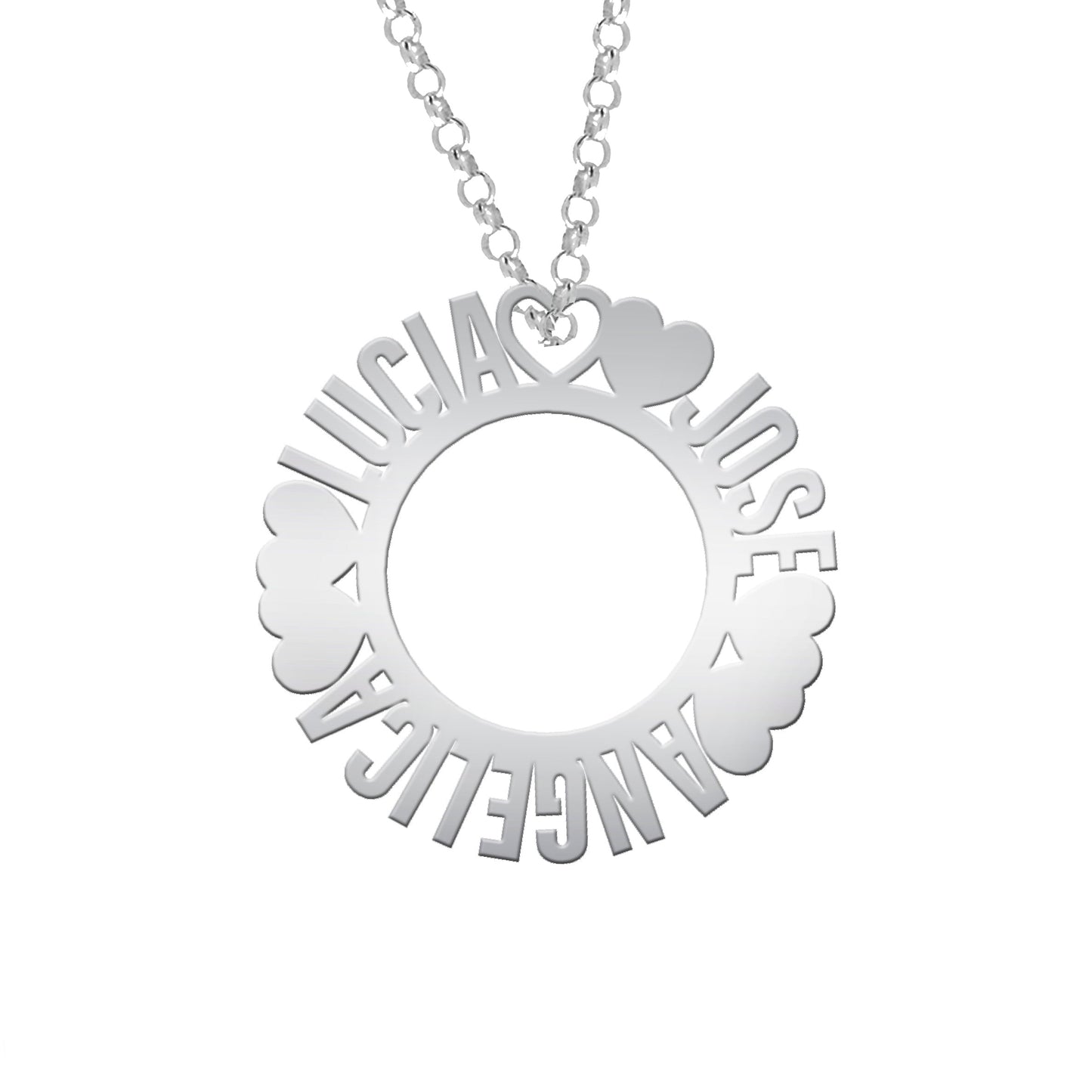 Collier en Argent 925 Cercle et Cœurs