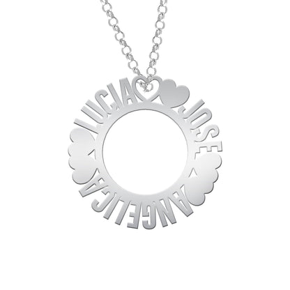 Collier en Argent 925 Cercle et Cœurs