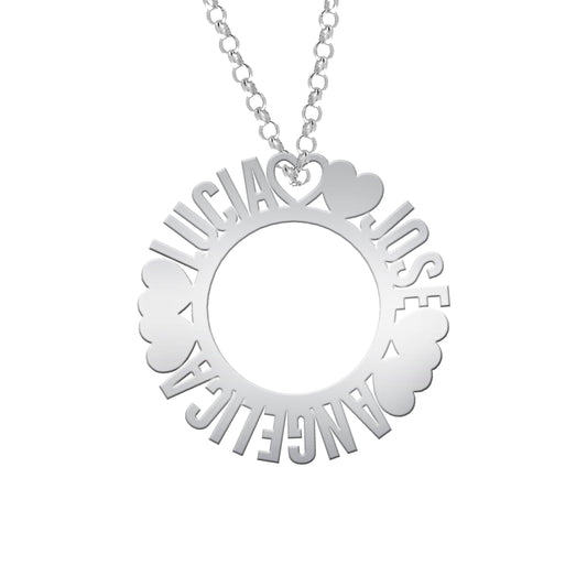 Collier en Argent 925 Cercle et Cœurs