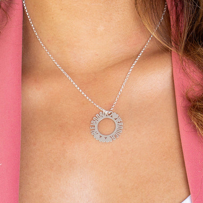 Collier en Argent 925 Cercle et Cœurs