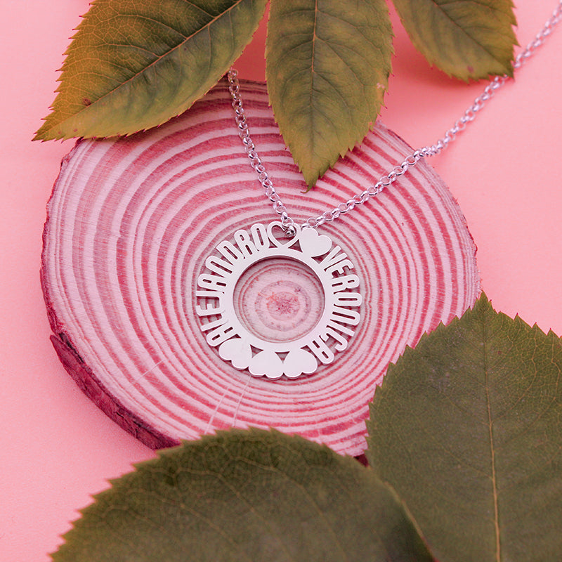 Collier en Argent 925 Cercle et Cœurs