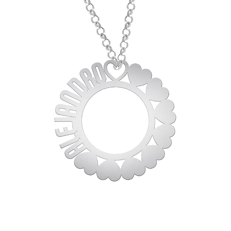 Collier en Argent 925 Cercle et Cœurs