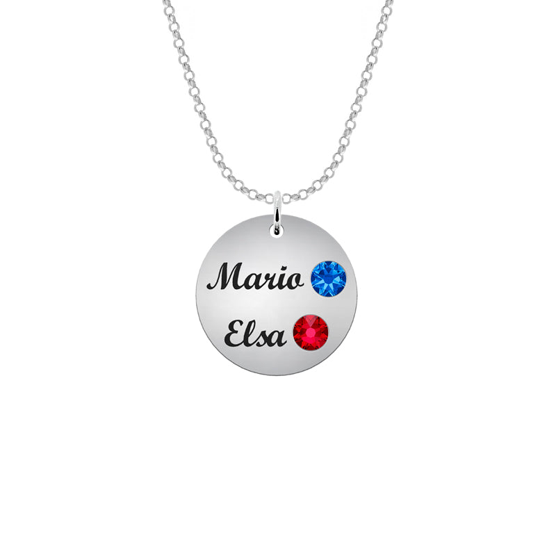 Collier en argent avec 2 cristaux de naissance