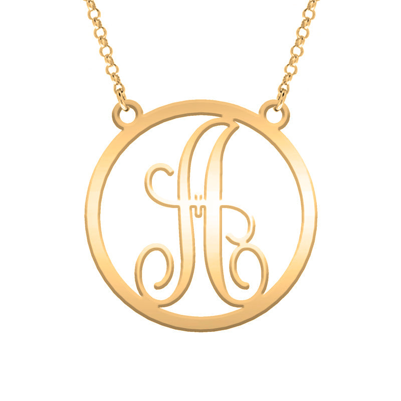 Collier en Argent Massif avec Initiale Classique Plaqué Or