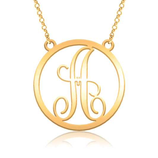 Collier en Argent Massif avec Initiale Classique Plaqué Or