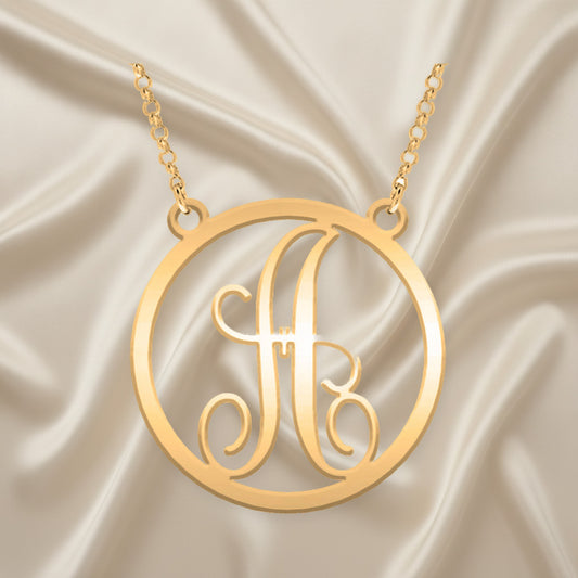 Collier en Argent Massif avec Initiale Classique Plaqué Or