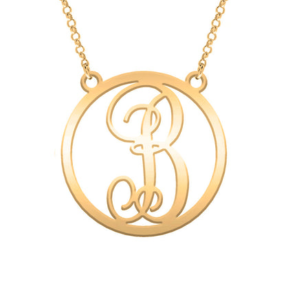 Collier en Argent Massif avec Initiale Classique Plaqué Or