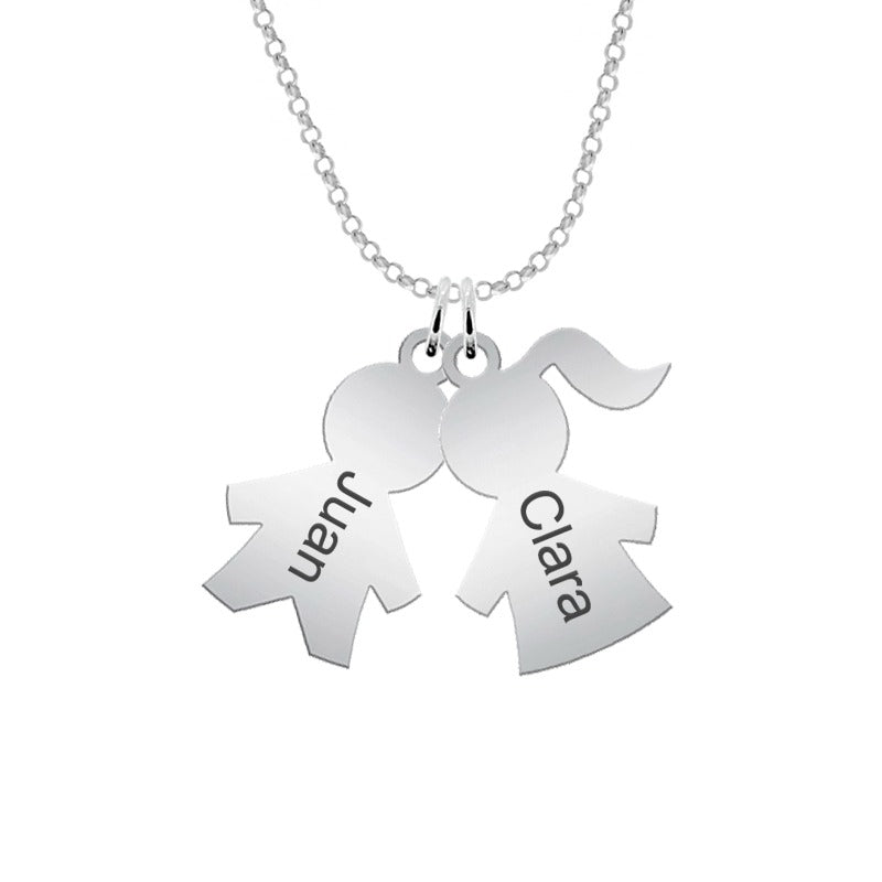 Collier en argent personnalisable avec pendentifs enfants