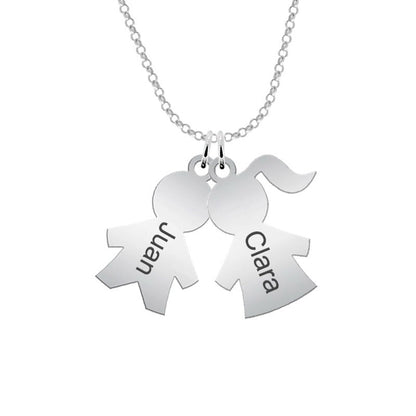 Collier en argent personnalisable avec pendentifs enfants