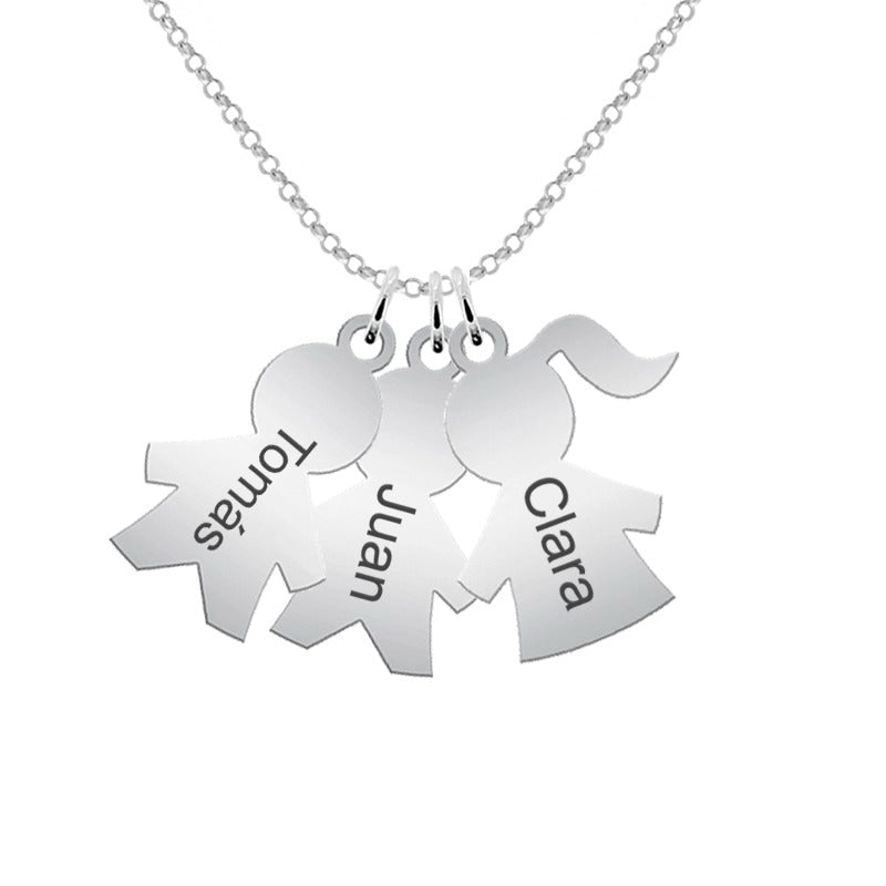 Collier en argent personnalisable avec pendentifs enfants