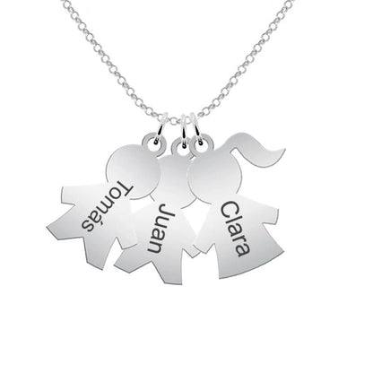 Collier en argent personnalisable avec pendentifs enfants