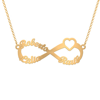 Collier Infini Argent Massif et Cœur Plaqué Or