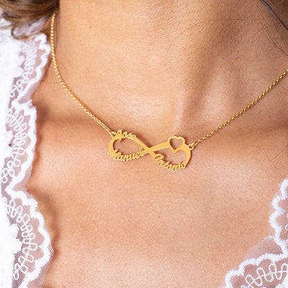 Collier Infini Argent Massif et Cœur Plaqué Or