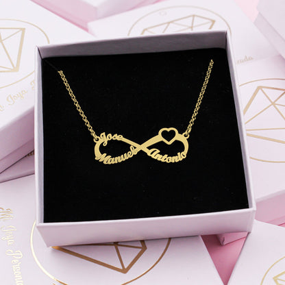 Collier Infini Argent Massif et Cœur Plaqué Or
