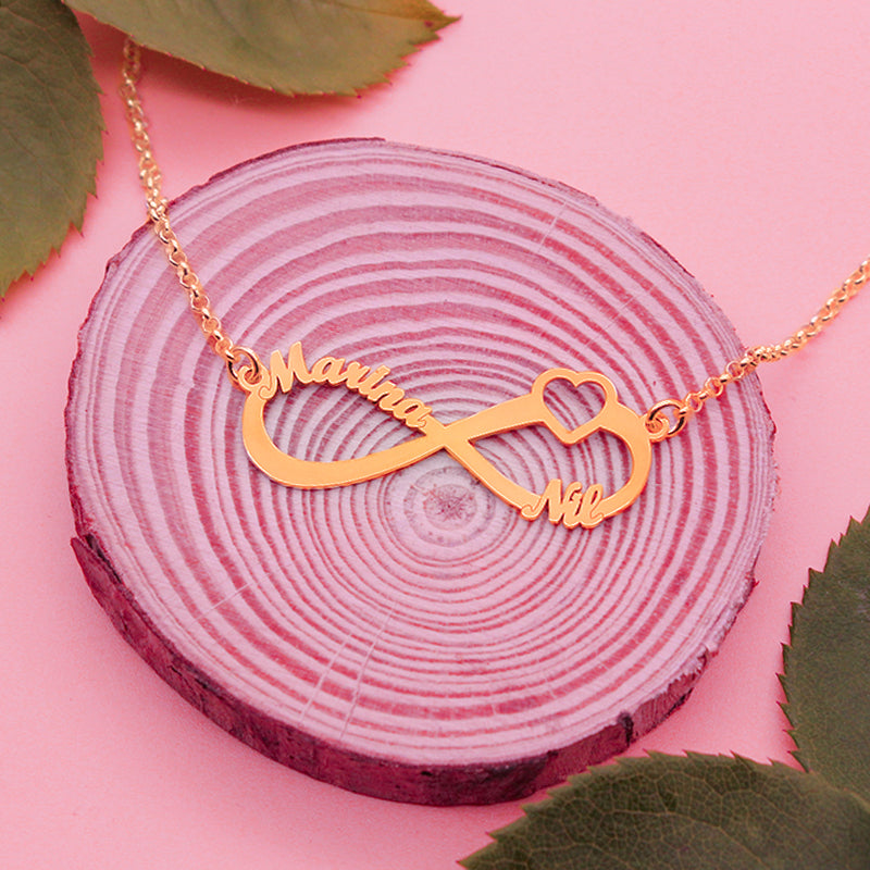 Collier Infini Argent Massif et Cœur Plaqué Or