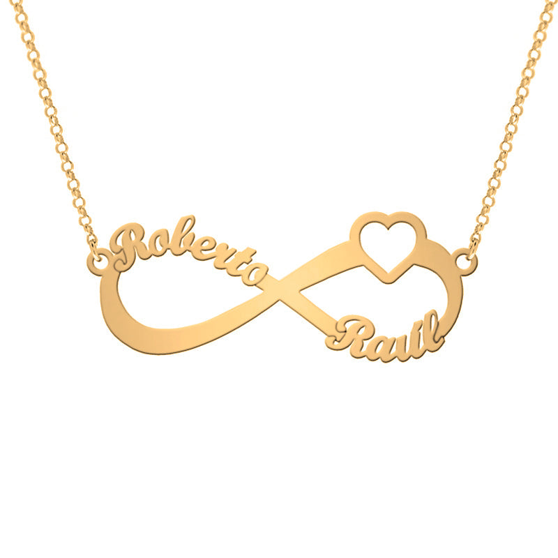 Collier Infini Argent Massif et Cœur Plaqué Or