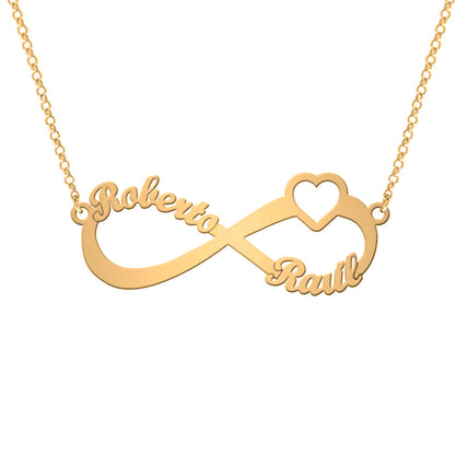 Collier Infini Argent Massif et Cœur Plaqué Or