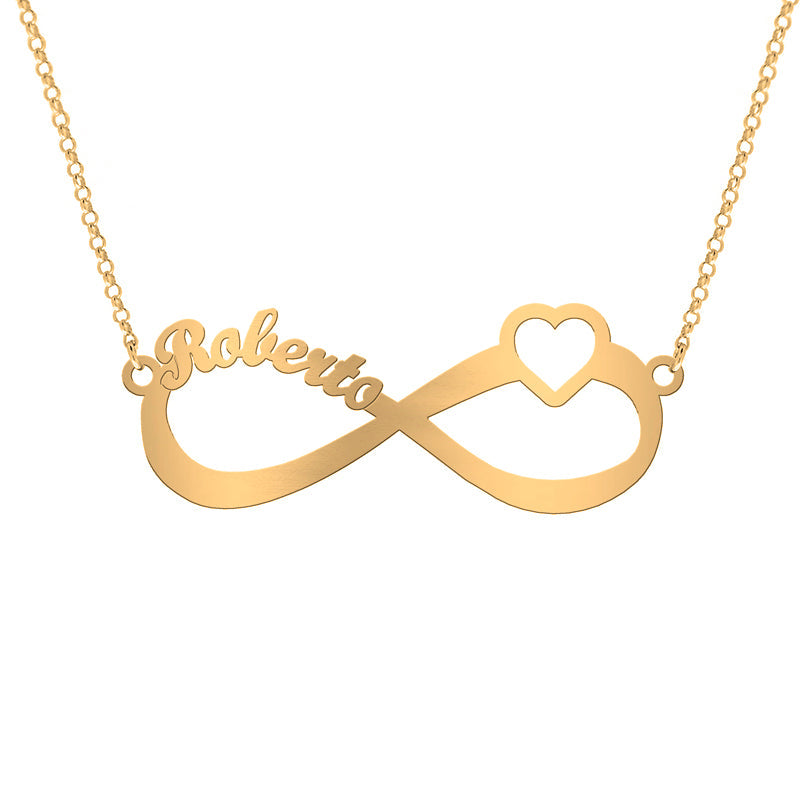 Collier Infini Argent Massif et Cœur Plaqué Or